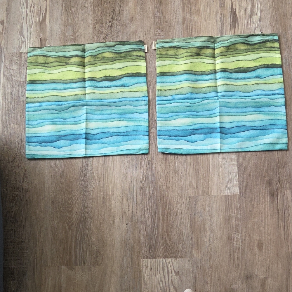 Striped Cushion Covers - Blue and Green